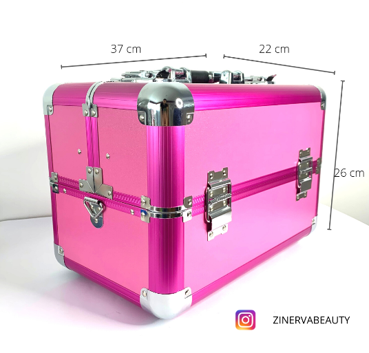 MALETIN DE MAQUILLAJE ORGANIZADOR L PVC FUCSIA