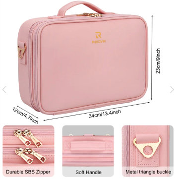MALETIN DE MAQUILLAJE RELAVEL L CUERINA ROSADA