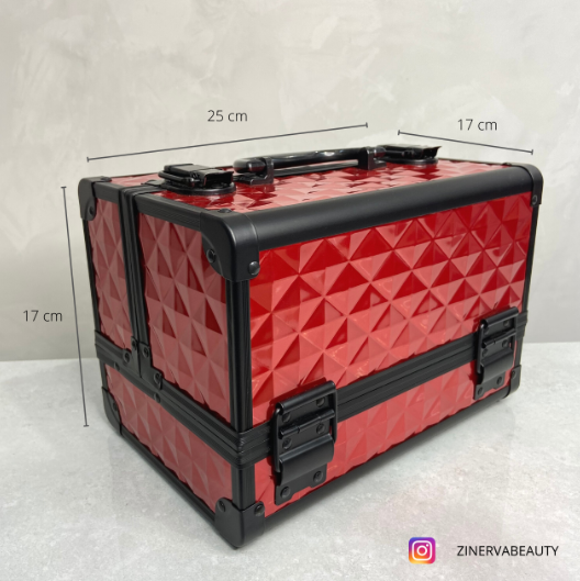 MALETIN DE MAQUILLAJE PVC ROJO CON NEGRO PEQUEÑO